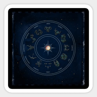 Zodiac sings on blue vintage background Sticker